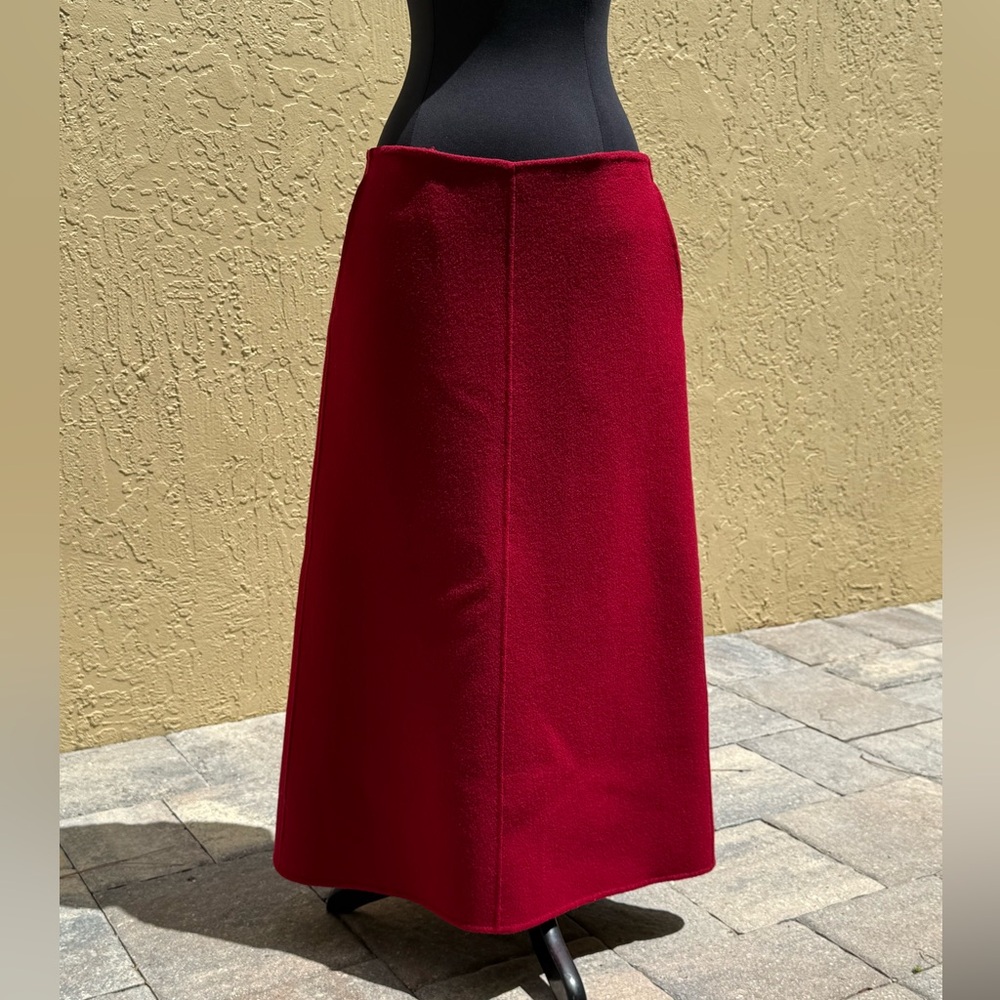 $795 Vintage DONNA KARAN Signature Collection Red Cashmere Wool Skirt Sz 6
